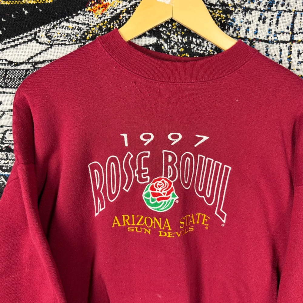Vintage 1997 Rose Bowl Arizona State Sun Devils Logo 7 Sweatshirt Maroon XL